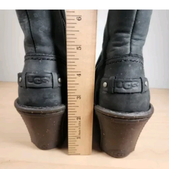 UGG Skylair Boot Women's Size 6 Gray Suede Knit Lined Logo Shearling Tall - Picture 2 of 10